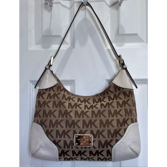MICHAEL KORS - EUC Millbrook Signature Logo Hobo Shoulder Bag/Canvas & Leather - Picture 13 of 14